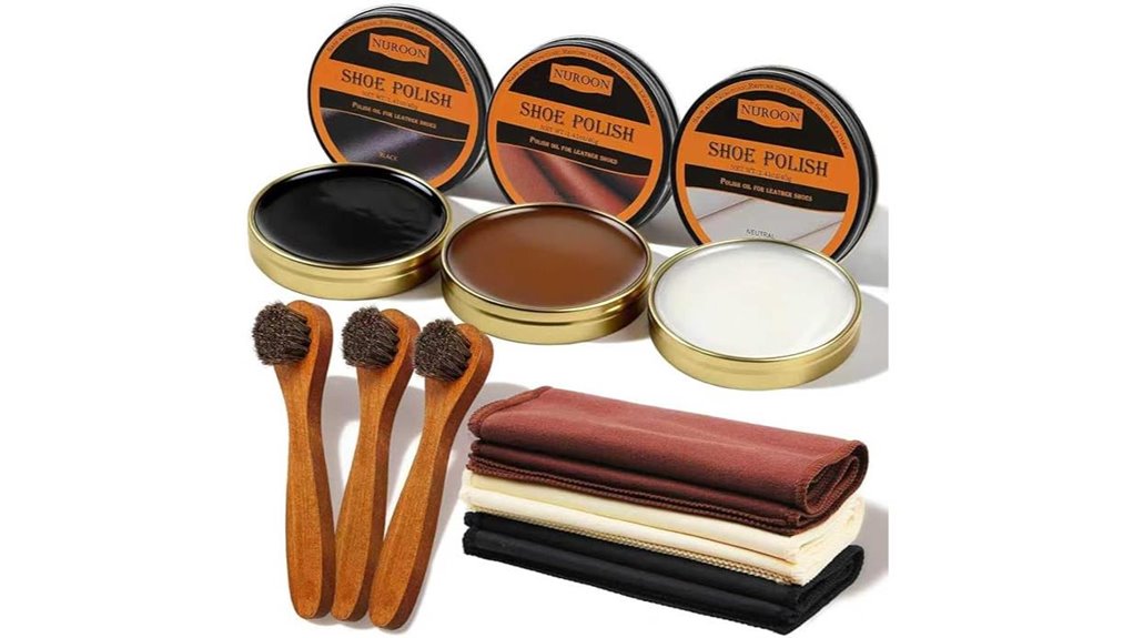 complete nine piece shoe polishing set