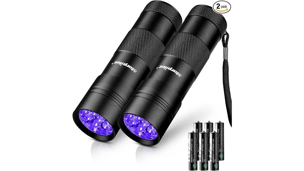 dual 395nm uv blacklight flashlights