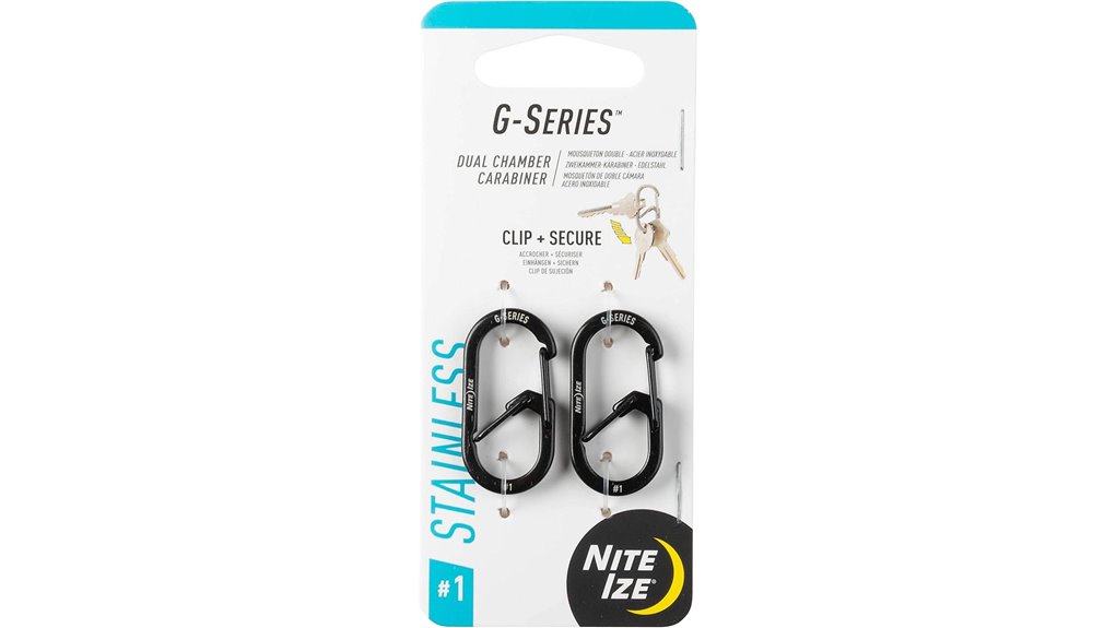 dual chamber black carabiner pack