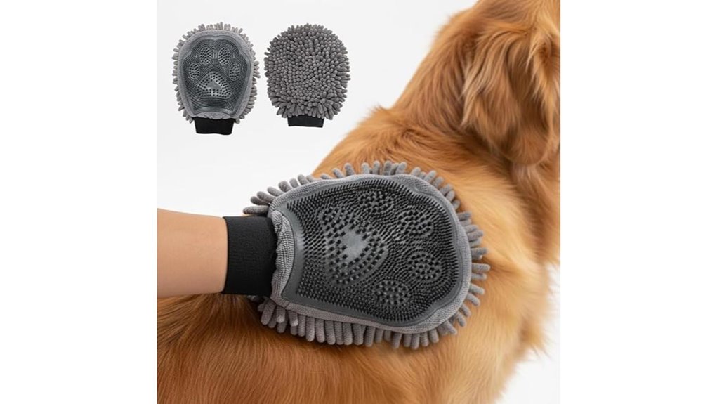 dual sided dog grooming gloves