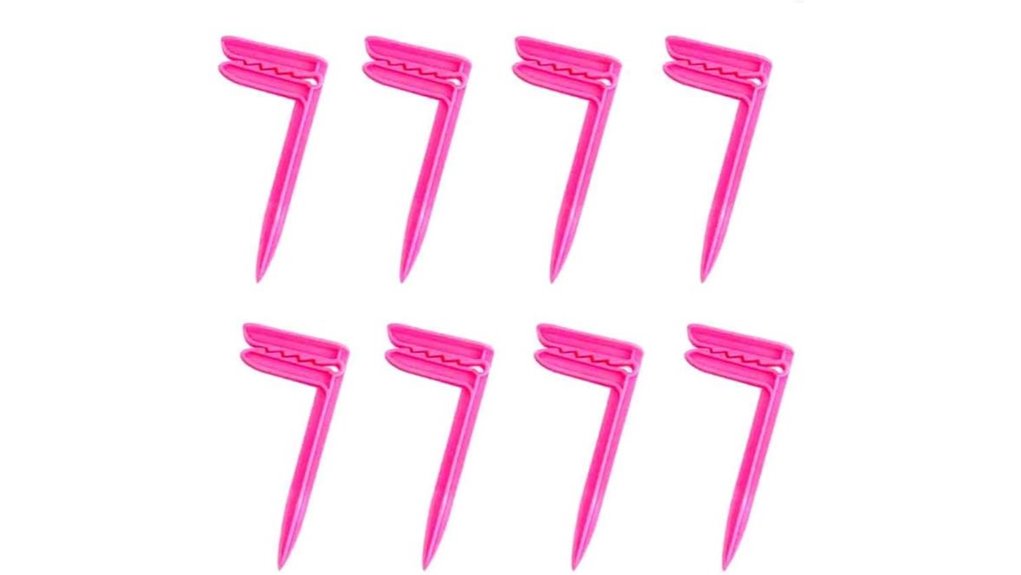 eight rose colored outdoor stakes