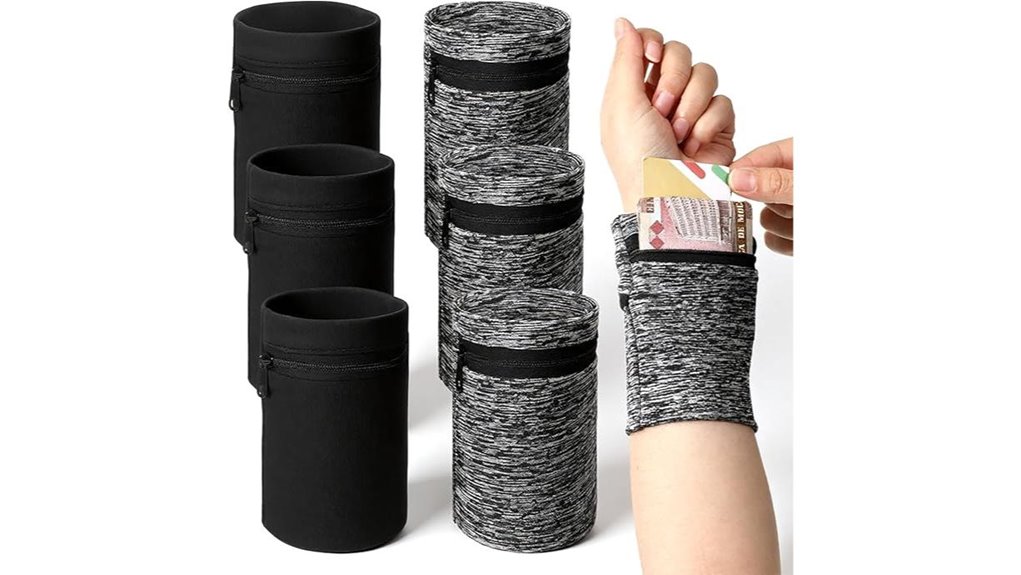 elastic zippered wrist wallets