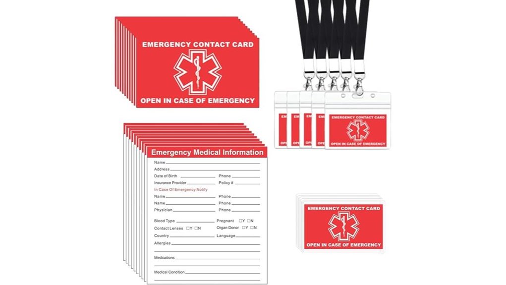 emergency id cards with lanyards