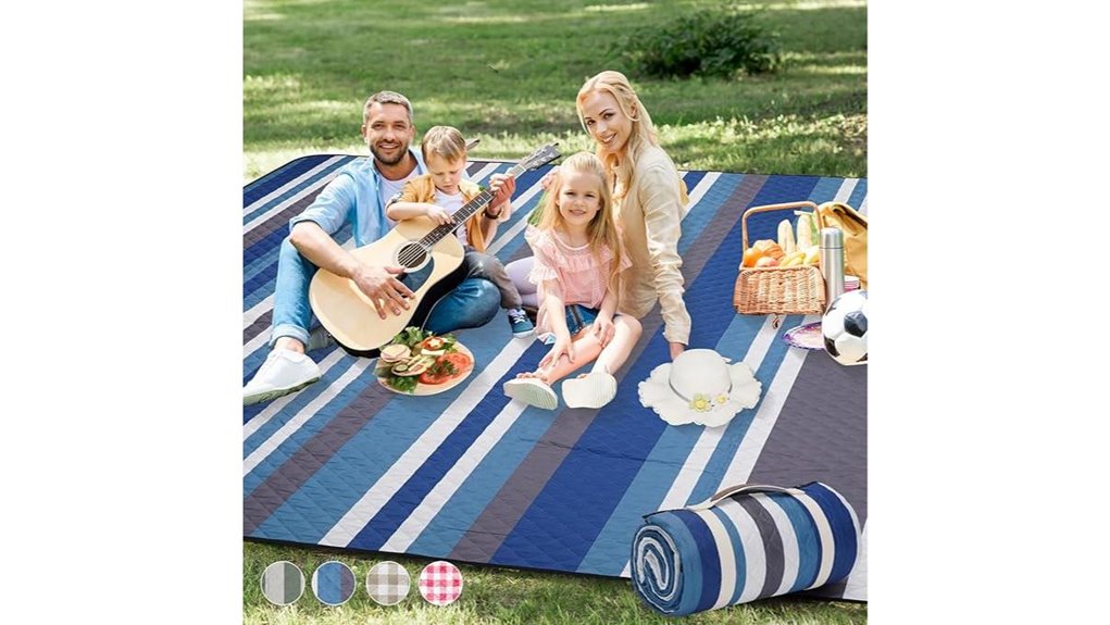 extra large waterproof blue striped blanket