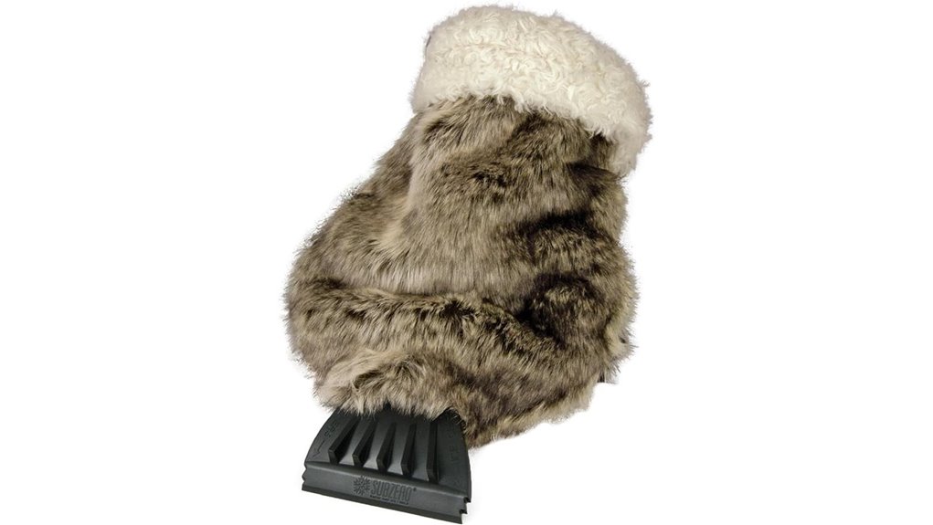 faux fur ice scraper mitt
