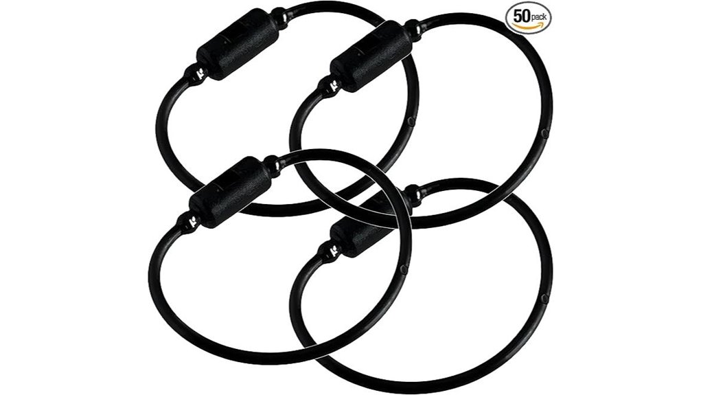 fifty black self locking rings