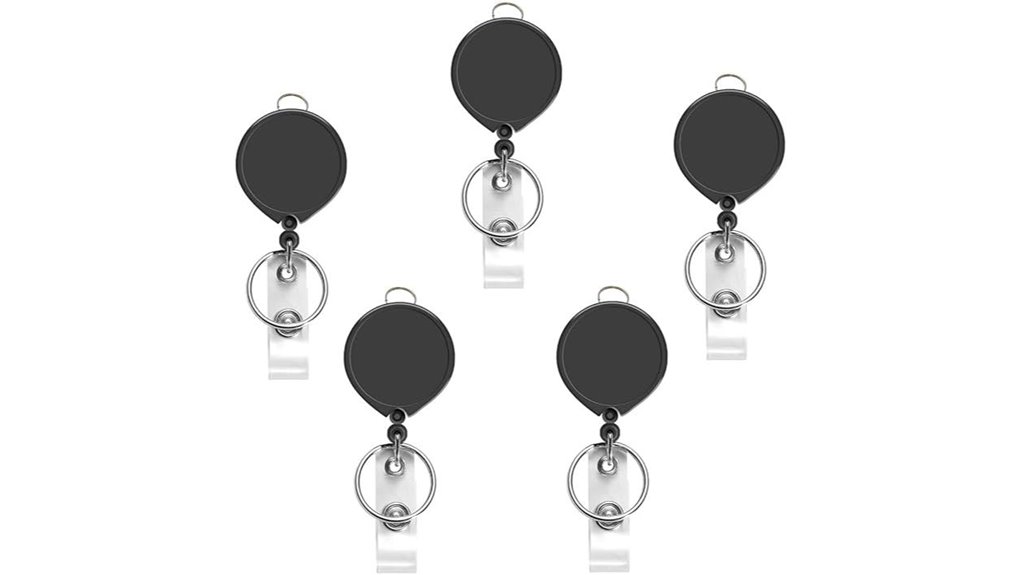 five pack black retractable badge reels