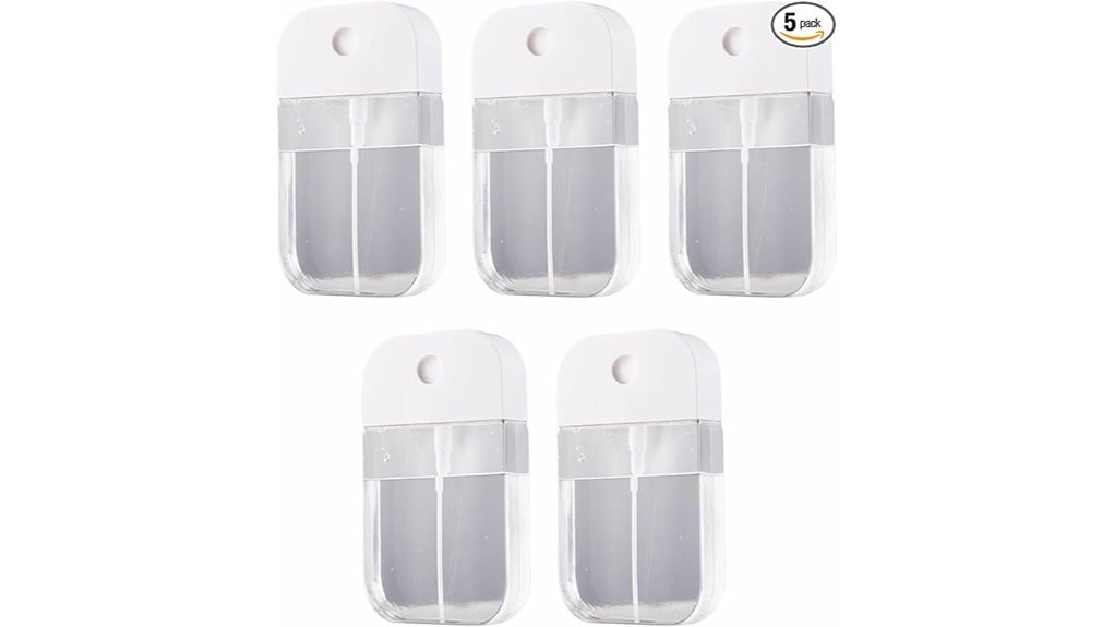 five pack leakproof refillable sanitizers