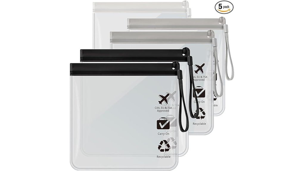 five pack tsa approved clear toiletry bags