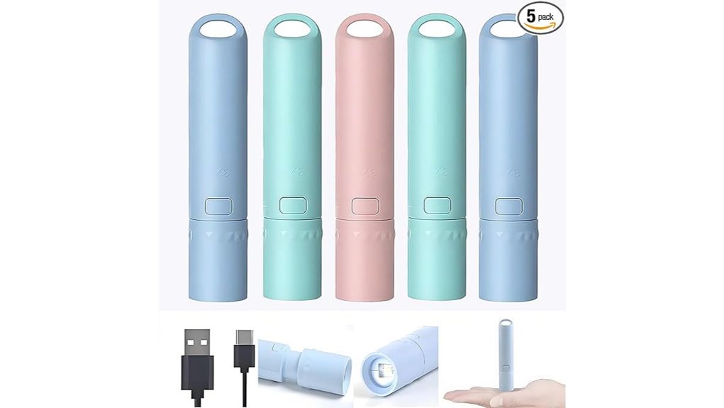 five pack usb c rechargeable mini flashlights