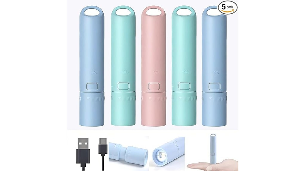 five pack usb c rechargeable zoomable flashlights