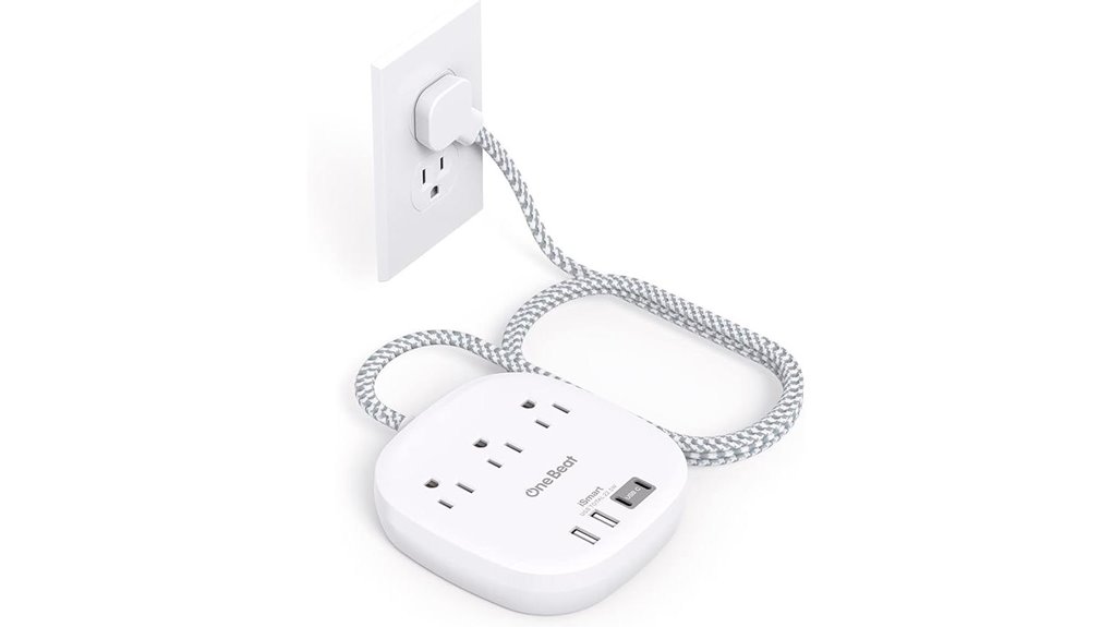 flat three outlet usb c powerstrip