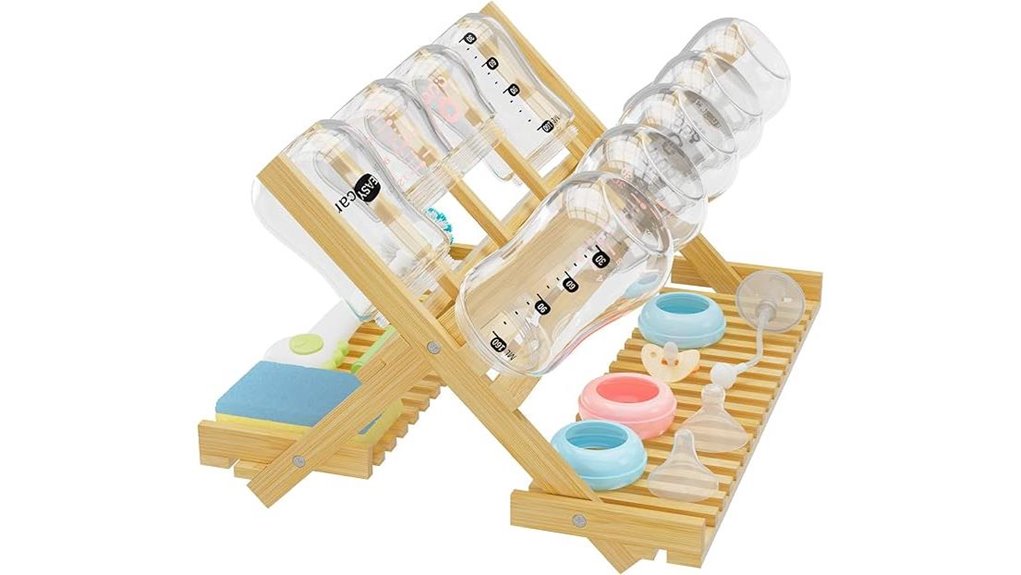 foldable bamboo bottle drying rack