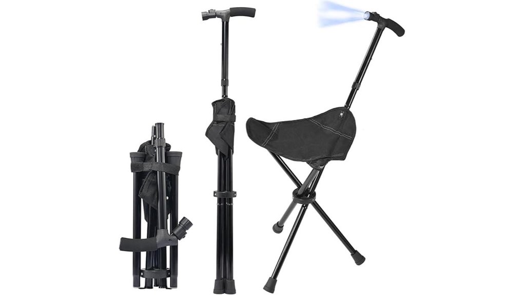 foldable led lighted seat cane