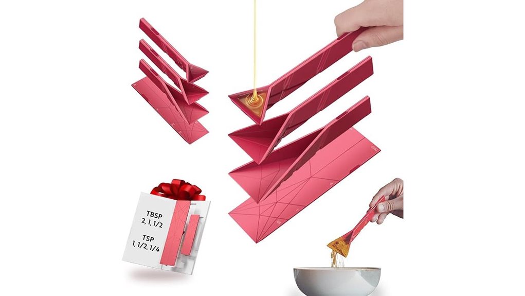 foldable maroon measuring spoons