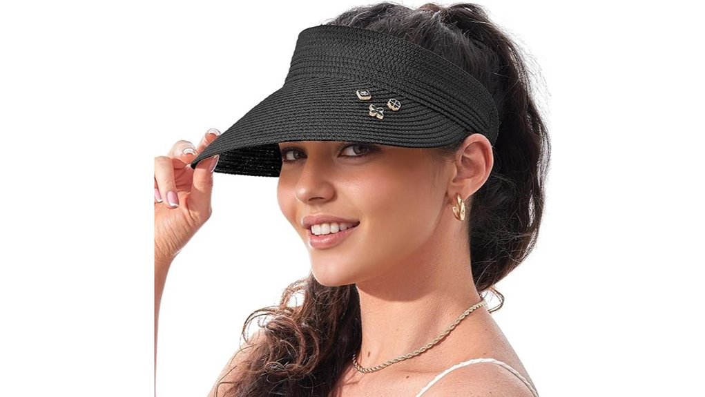 foldable ponytail straw visor