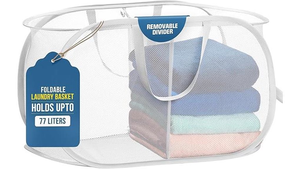 foldable two compartment mesh laundrybasket