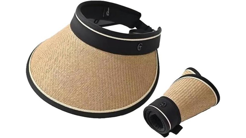 foldable upf 50 wide brim straw visor