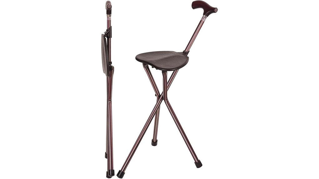 folding quad cane with seat