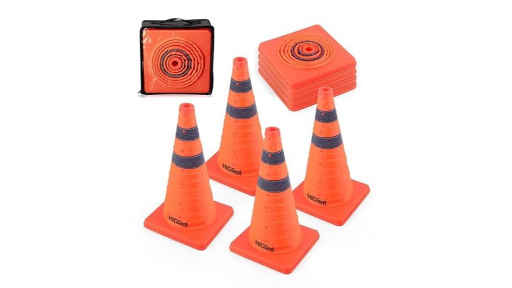 four 18 inch reflective collapsible cones