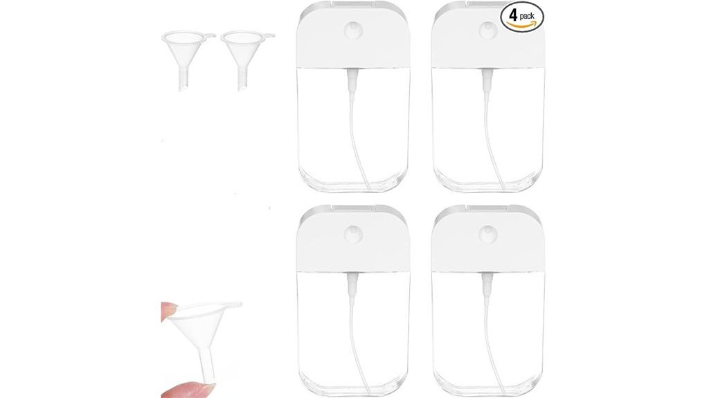 four clear 50ml bottles