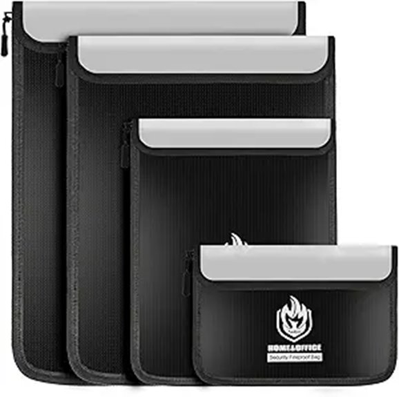 four fireproof waterproof pouches
