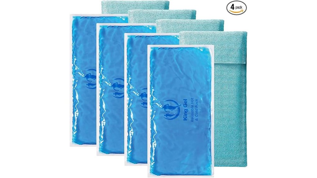 four flexible gel icepacks