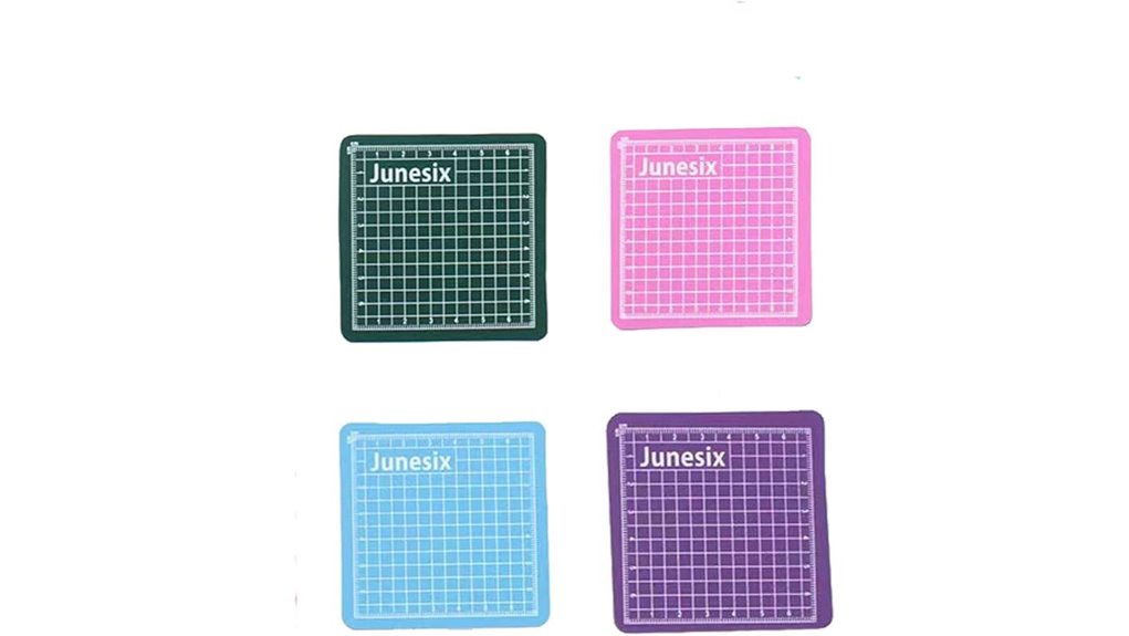 four green self healing mats