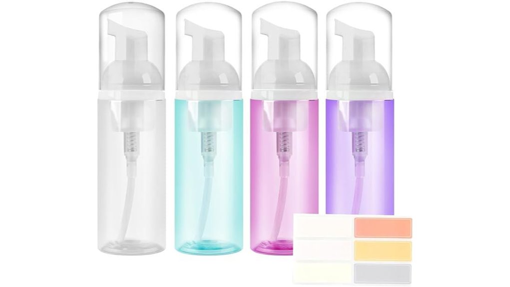 four mini 60ml foam pump bottles