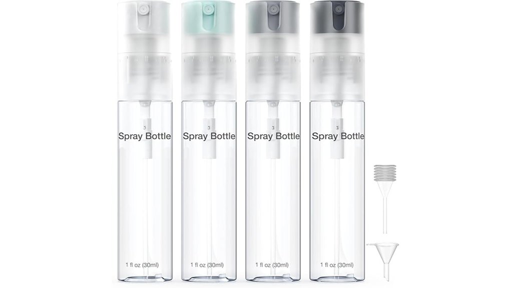 four refillable 1oz bottles