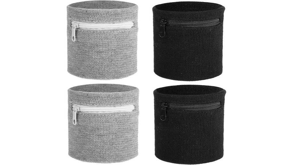 four zippered wrist sweatbands