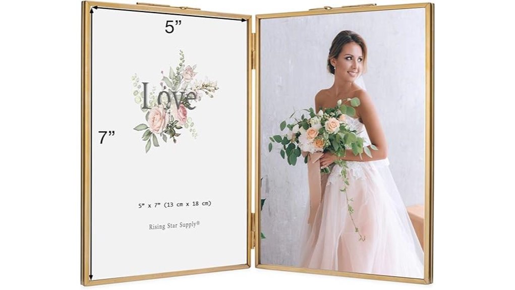 gold double 5x7 folding frame