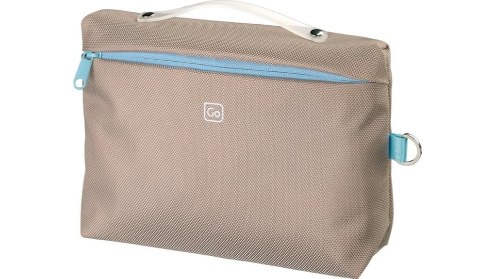 gray and brown toiletry bag