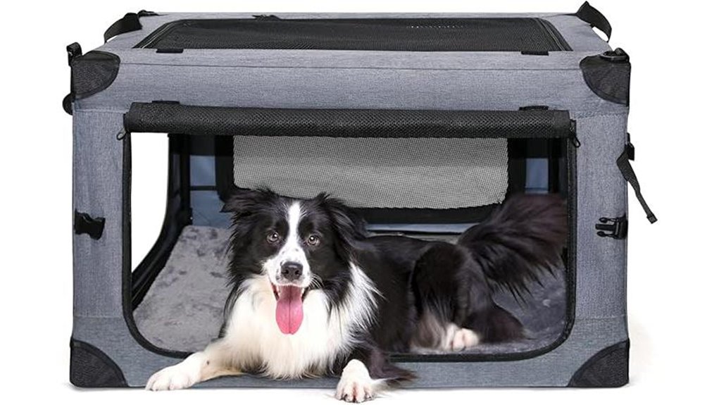 gray collapsible soft sided large dog crate