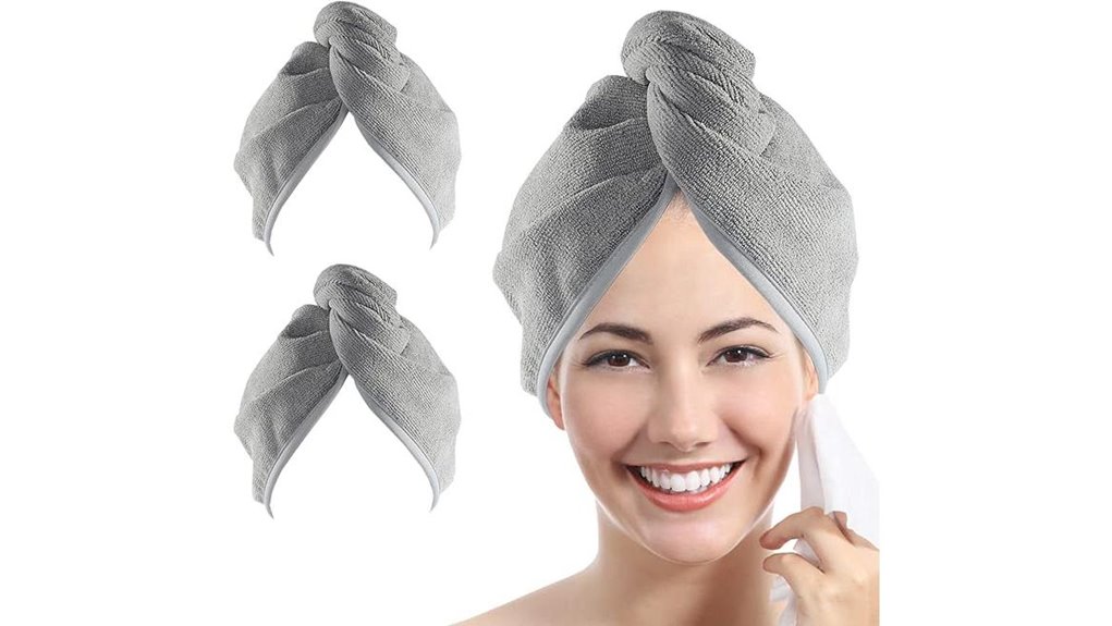 gray microfiber hair towel duo