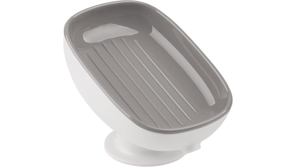 gray self draining suction soapholder
