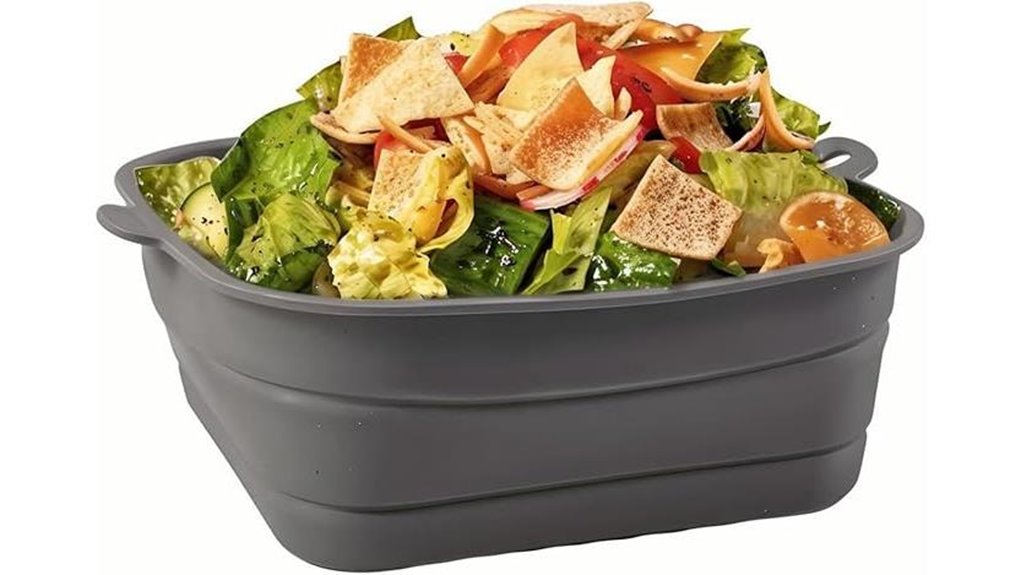 grey 170oz collapsible silicone bowl