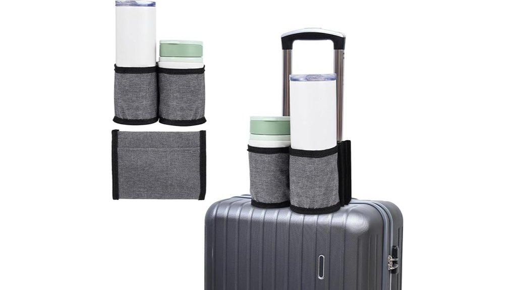 grey drawstring travel cup holder