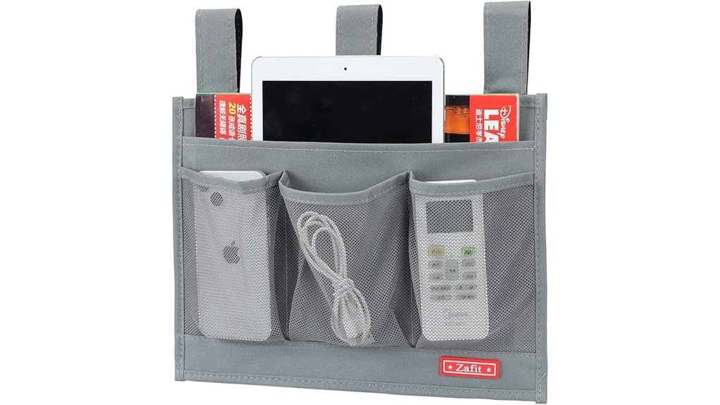 grey four pocket bedside caddy