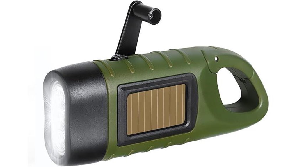 hand crank solar rechargeable flashlight