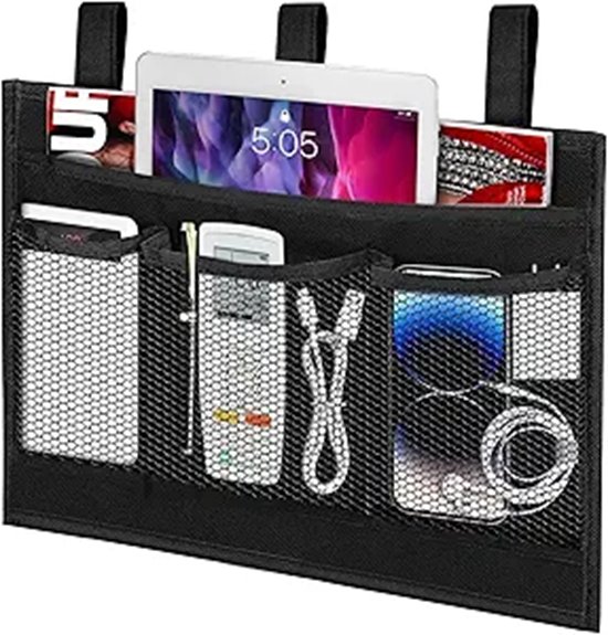 hanging bedside organizer with pockets