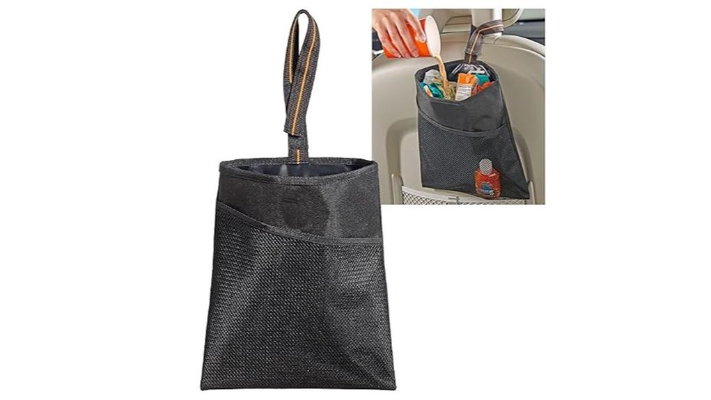 hanging car trash bag with pocket