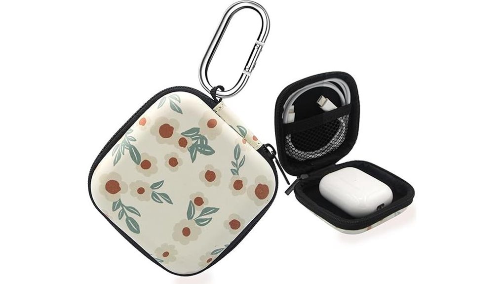 hard eva earbud case with carabiner