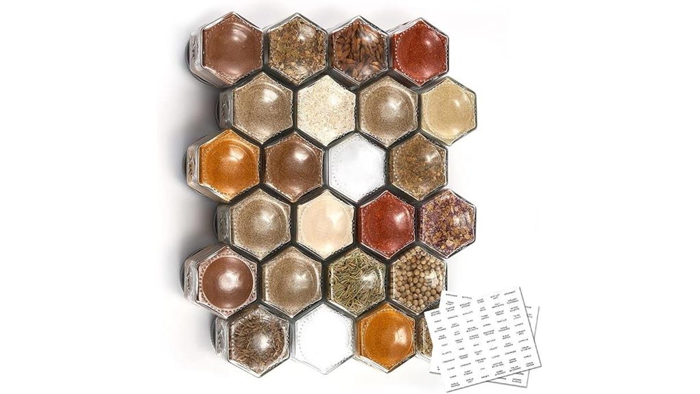 hexagonal magnetic glass spice jars