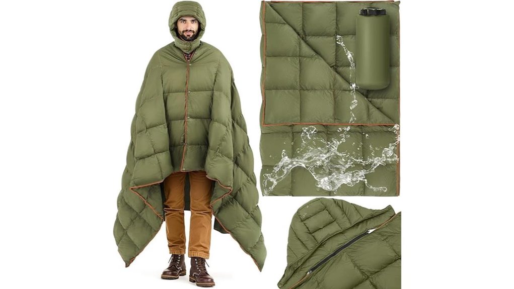 hooded 650 fill waterproof camping blanket