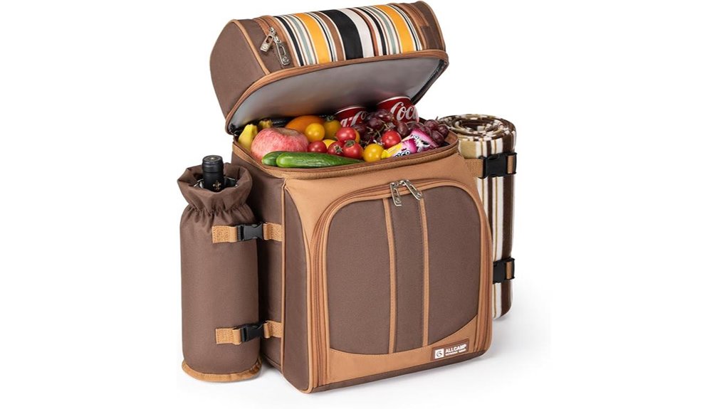 insulated brown picnic backpack