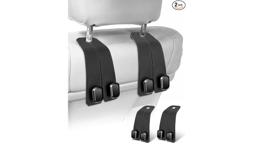 leather metal car seat hooks