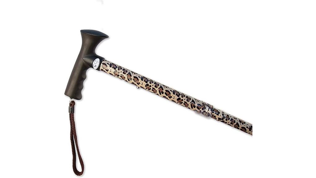 leopard print adjustable folding cane