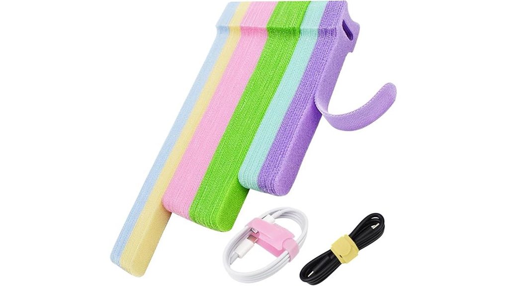 macaron colored hook and loop cable ties