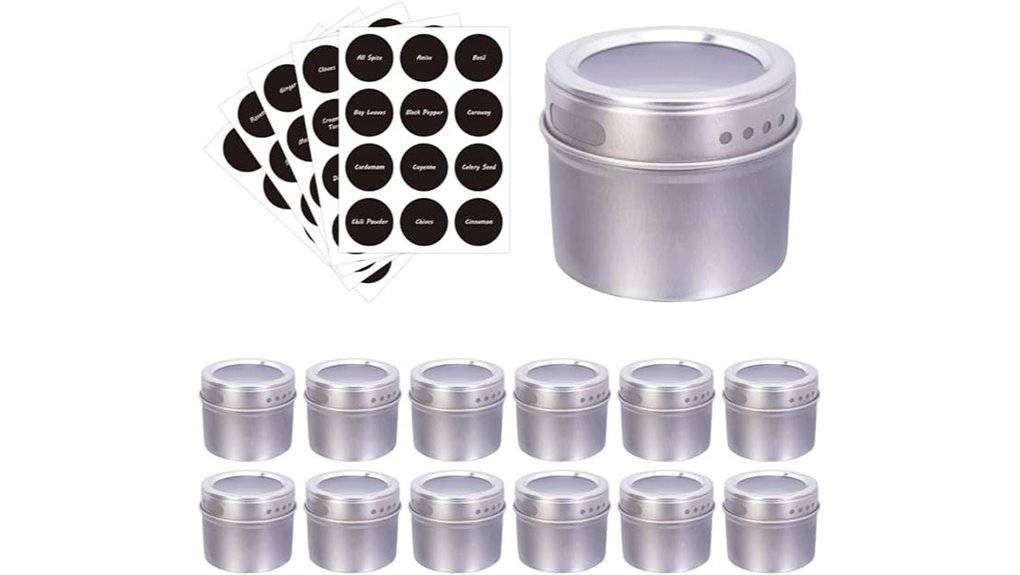 magnetic clear window spice tins
